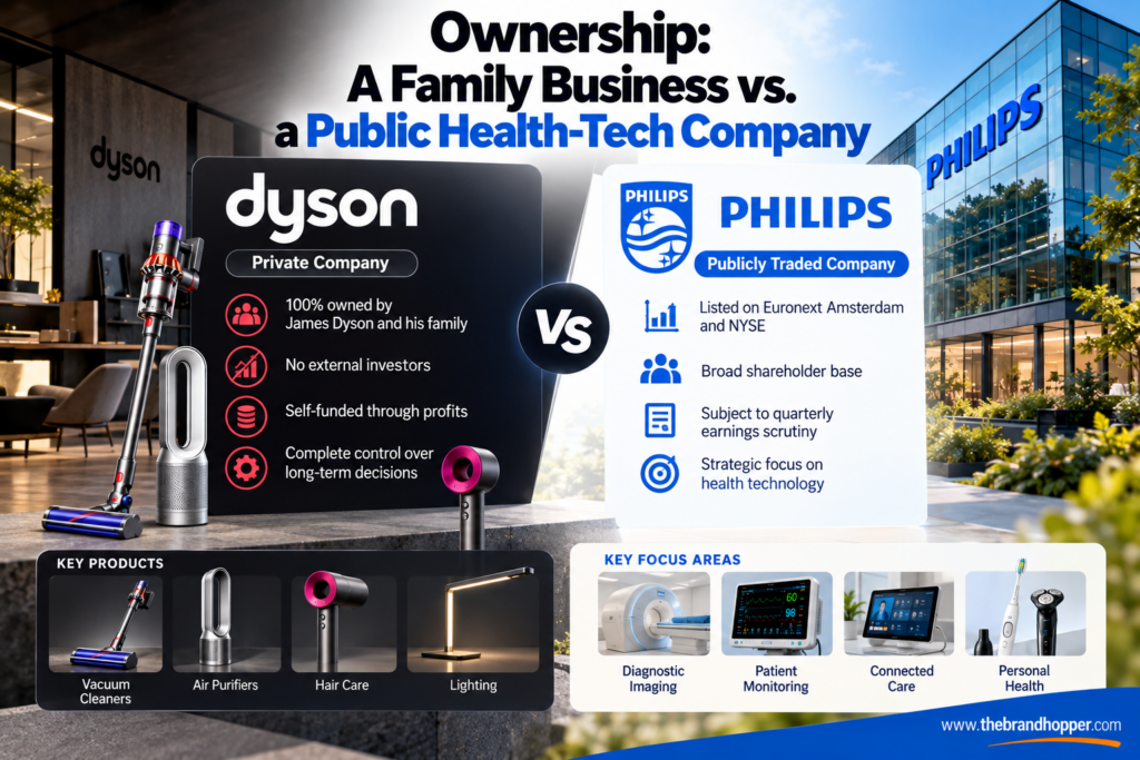 Dyson private ownership vs Philips public company structure