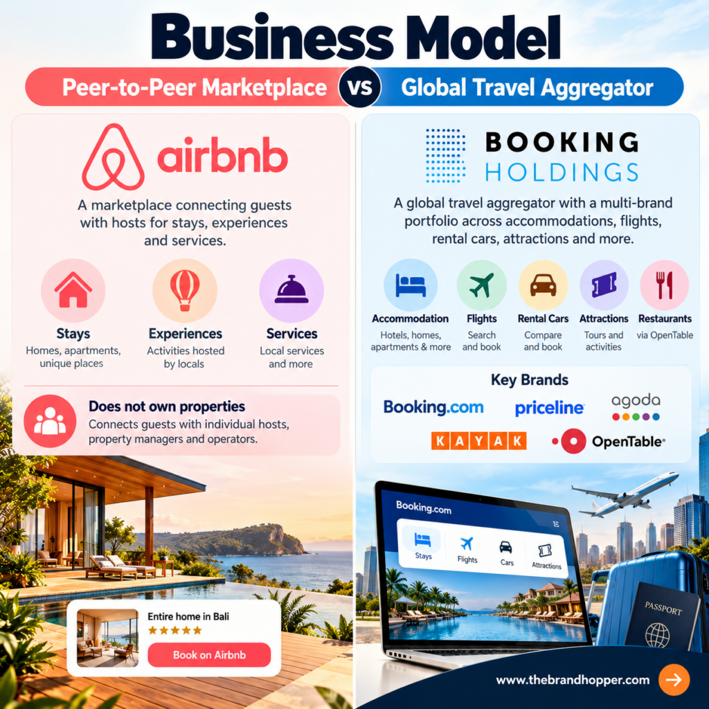 Airbnb and Booking Holdings business model comparison