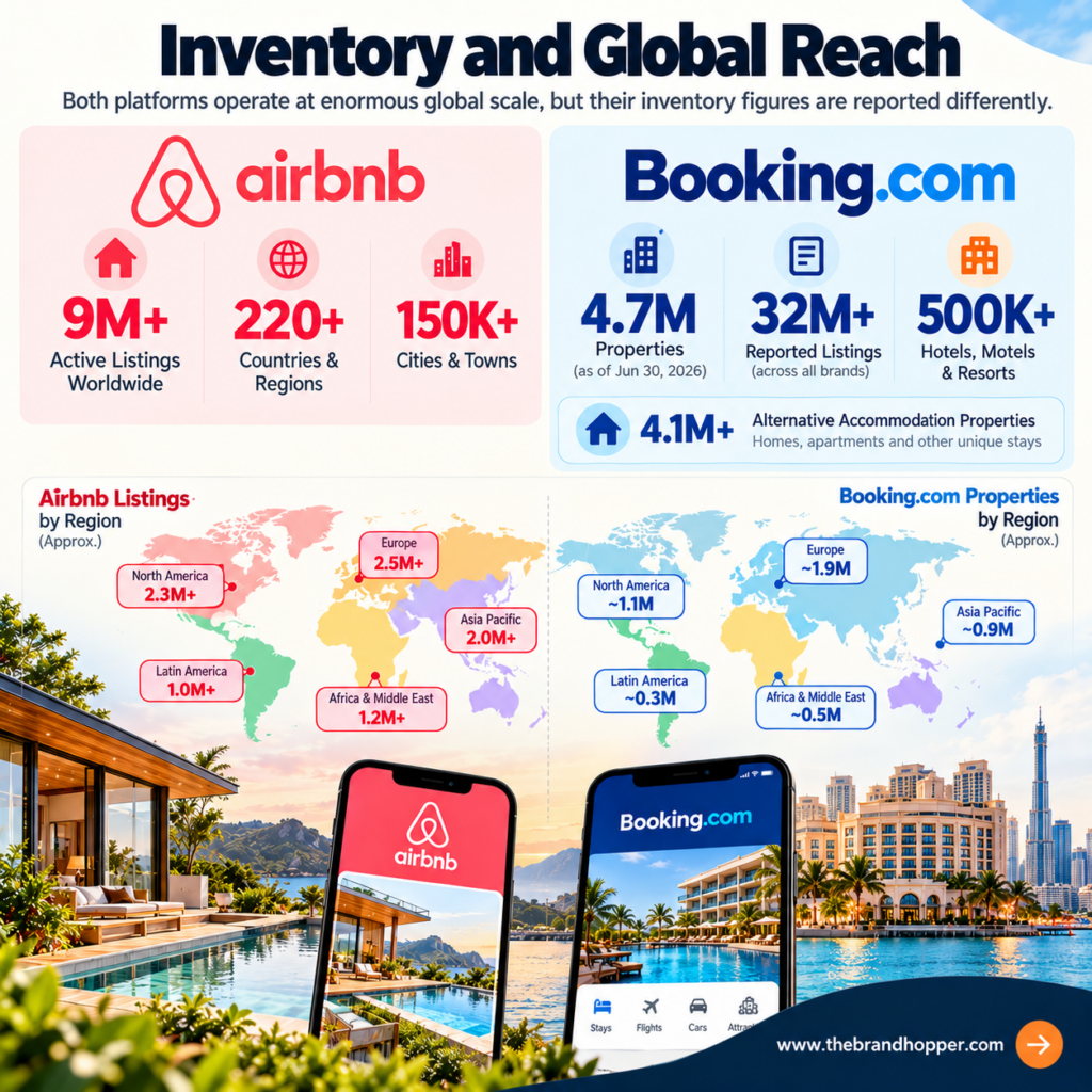 Airbnb and Booking.com global listing coverage