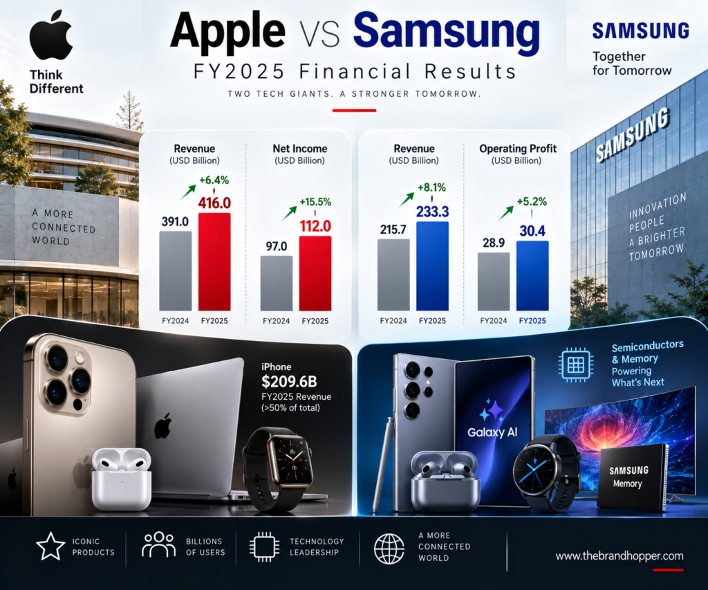 Comparing Apple and Samsung FY2025 financial results