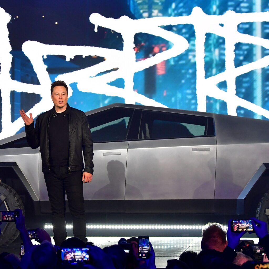 Elon Musk at a Tesla event or earnings call