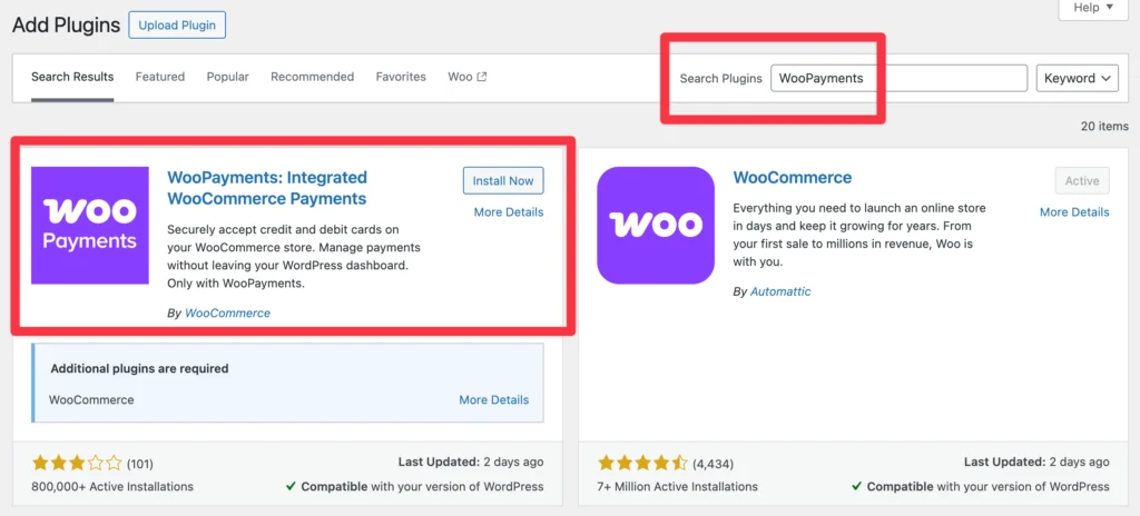 WooCommerce early plugin screenshot