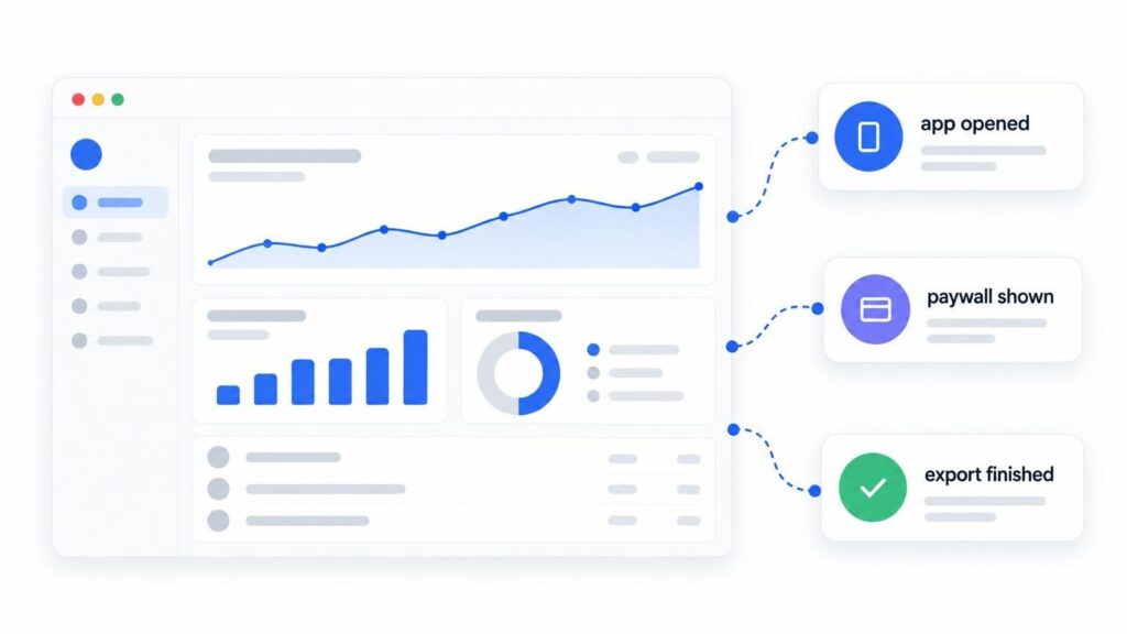 A clean product dashboard UI card illustrating anonymous app event labels
