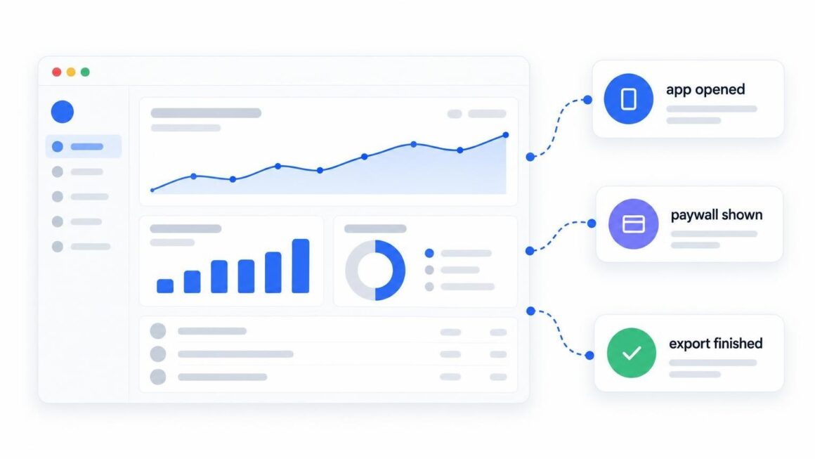 A clean product dashboard UI card illustrating anonymous app event labels