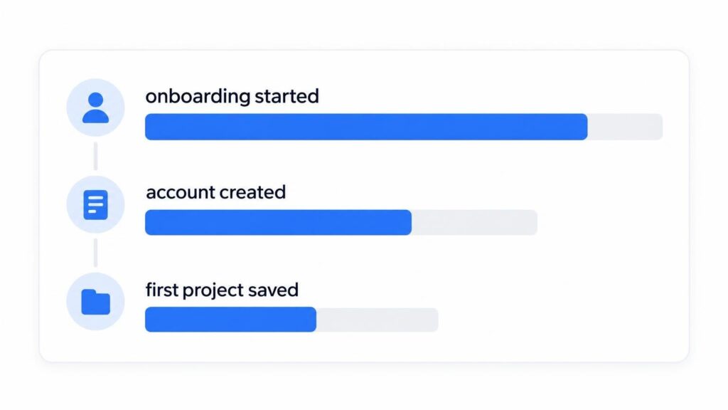 A clean step-by-step product analytics funnel card