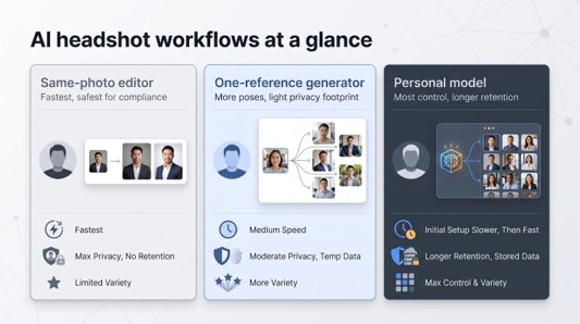 AI Headshot workflows at a glance