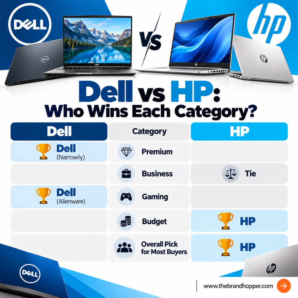 Dell vs HP winner by category scorecard