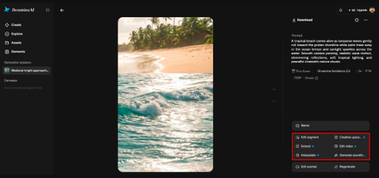 Lengthen the scene with Extend video