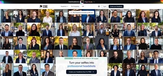 Magic Studio AI headshots product page screenshot