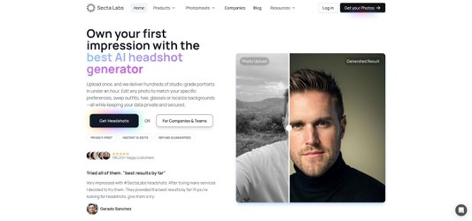 Secta AI headshots platform screenshot highlighting Remix feature