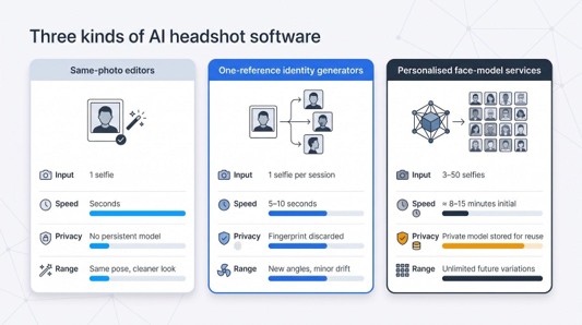 The three kinds of AI headshot software