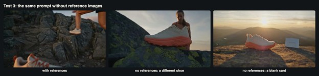 Test 3: without references, the shoe changed and the brand card was blank.